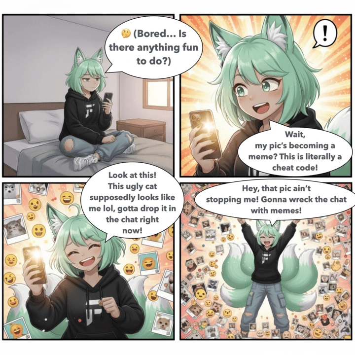 Flexeam MemeTalk slogan image — the most delightful social messenger that turns your photos and videos into memes and animated emojis Flexeam MemeTalk slogan image — the most delightful social messenger that turns your photos and videos into memes and animated emojis